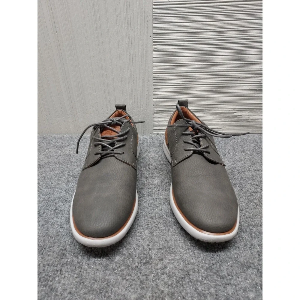 Bass Men Oxford Shoe 8 Gray Faux Leather Lace Up Plain Toe Breathable Casual